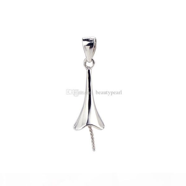 10 pieces pendant pearl mounting 925 sterling silver jewellery blanks pendant base for half drilled pearls, Slivery;crystal